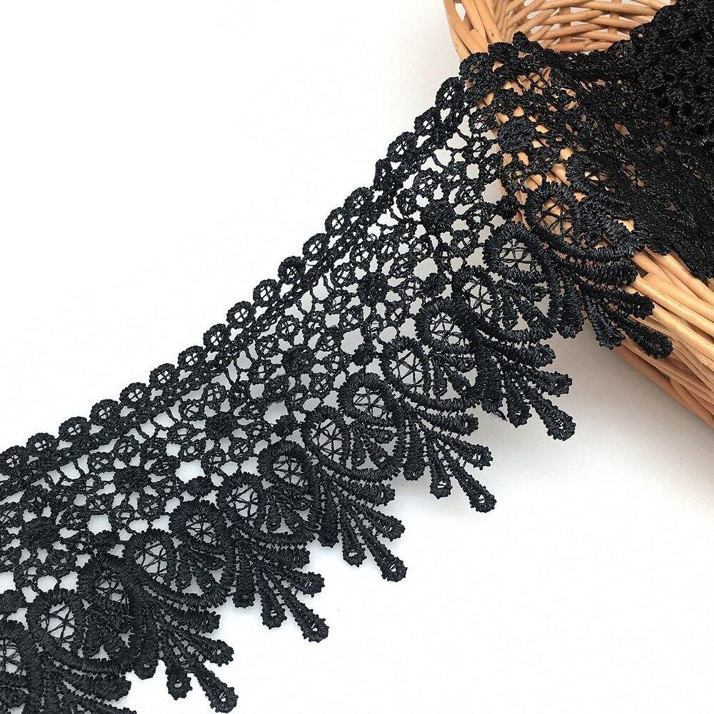 5 Yard Floral Lace Edge Trim 9cm Wide Ribbon Edging Trimmings Wedding Dress Embe